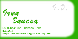 irma dancsa business card